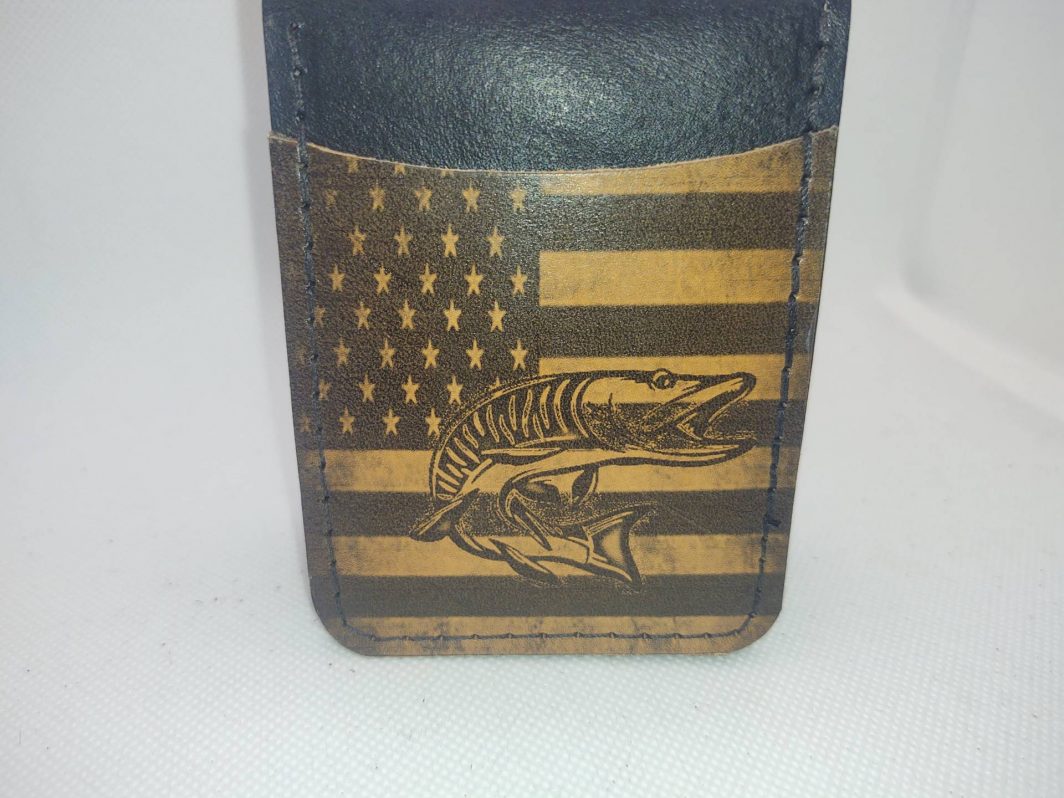 Leather Front Pocket Wallet Black Flag with Musky