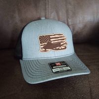 Snowmobile Leather Patch Hats - American Flag, Snowmobile Crossing